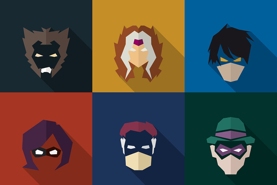 SuperHeroes Masks Flat (Set 08) in Logo Templates - product preview 8