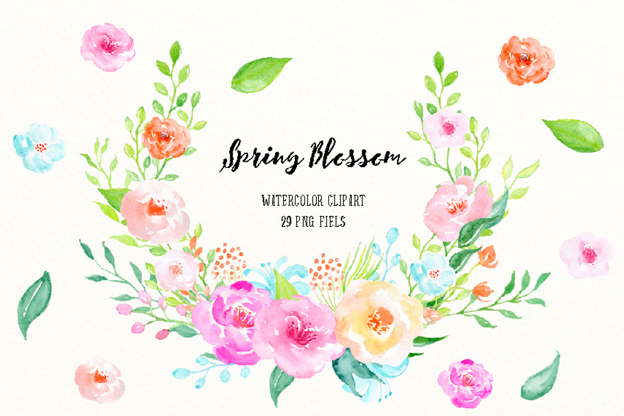 Watercolor Clipart Spring Blossom
