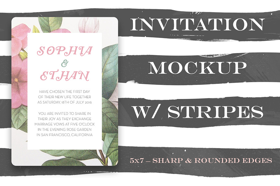 Invitation Mockup w/ Stripes in Print Mockups - product preview 8
