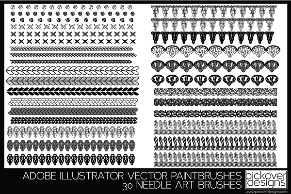 30 Needle Art Brushes - Illustrator