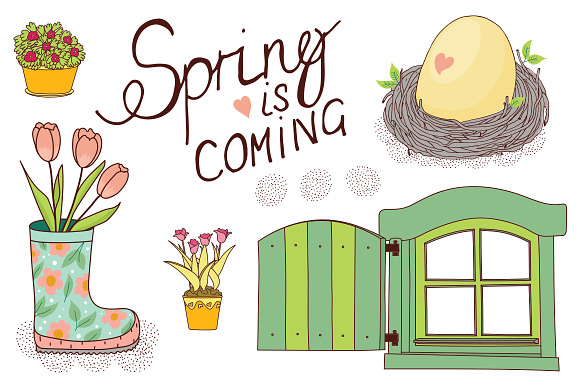 Set of spring cards and elements in Illustrations - product preview 2