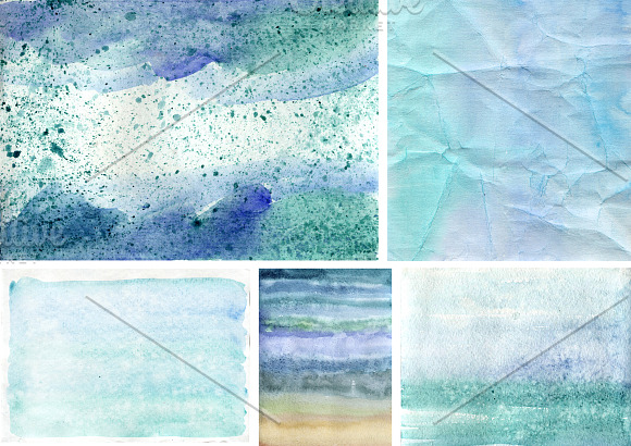 Watercolor beach backgrounds in Textures - product preview 6