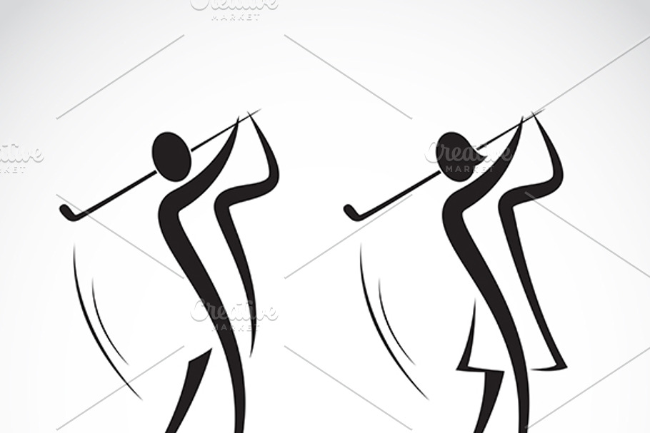 Male and female golfers design  in Graphics - product preview 8