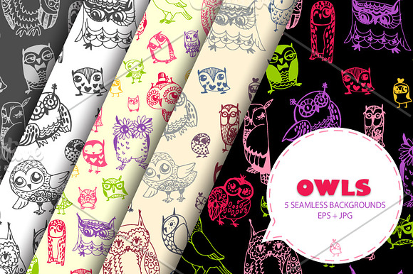 hand drawn owls in Illustrations - product preview 1