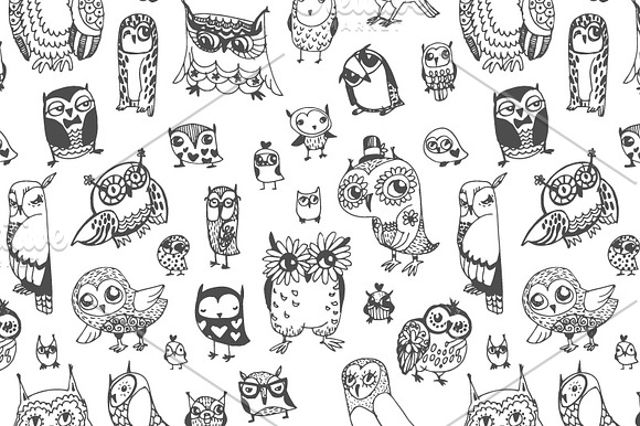 hand drawn owls in Illustrations - product preview 2