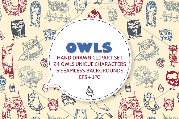 hand drawn owls in Illustrations - product preview 3