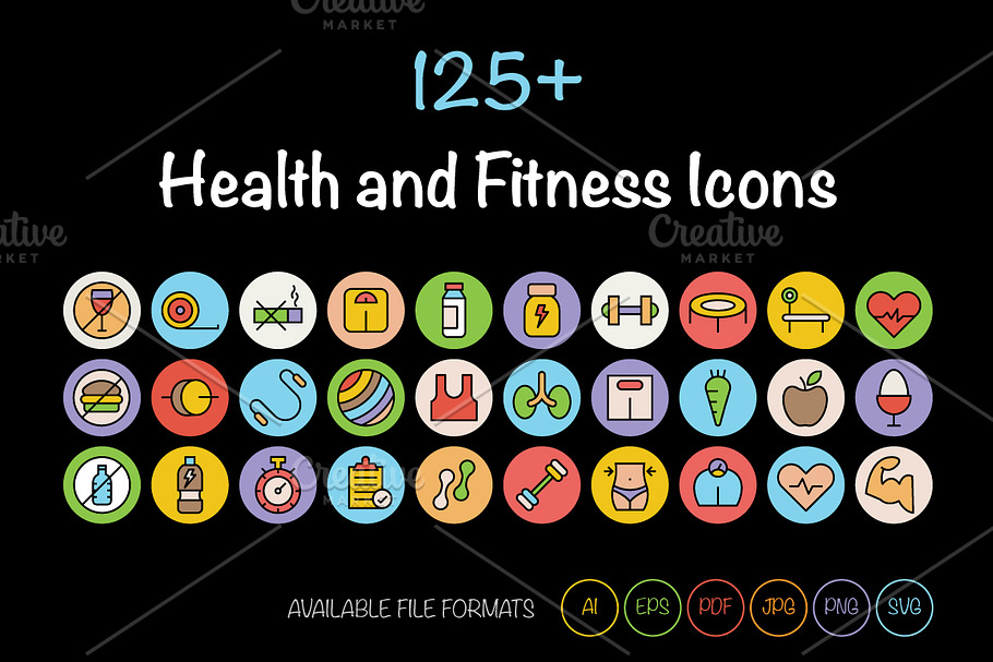 125+ Health and Fitness Icons