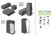 Black Realistic Box. Mockup Template