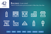 42 Buildings Line Icons