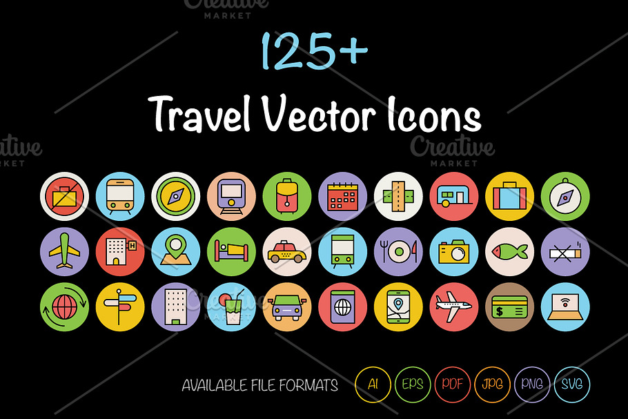 125+ Travel Vector Icons 