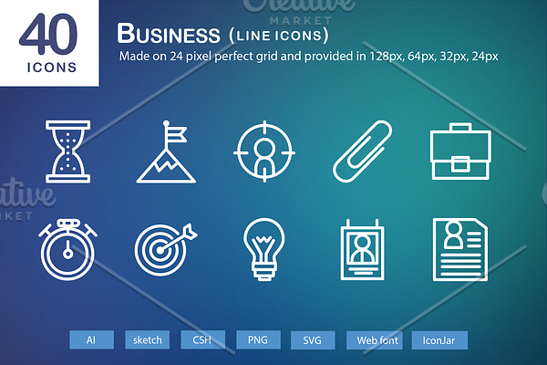 40 Business Line Icons