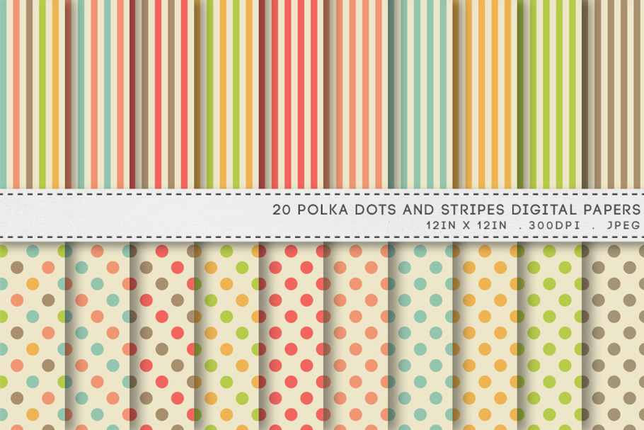 Polka Dots And Stripes Digital Paper in Patterns - product preview 8