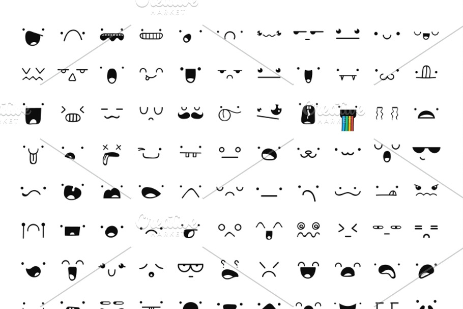 Set 99 different doddle emotions in Modern Icons - product preview 8