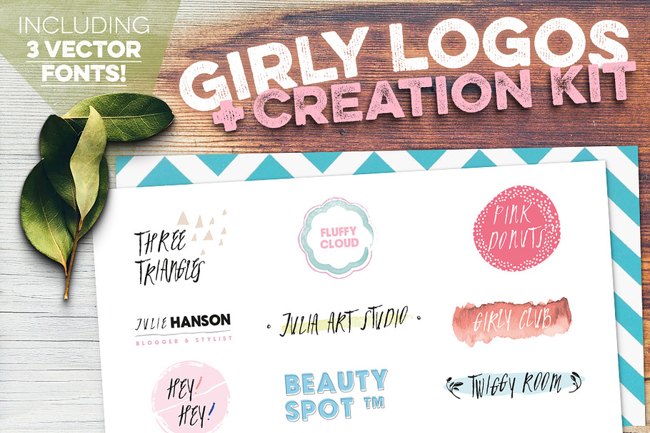 Girly Logos + Creation Kit w/ Fonts in Logo Templates - product preview 8