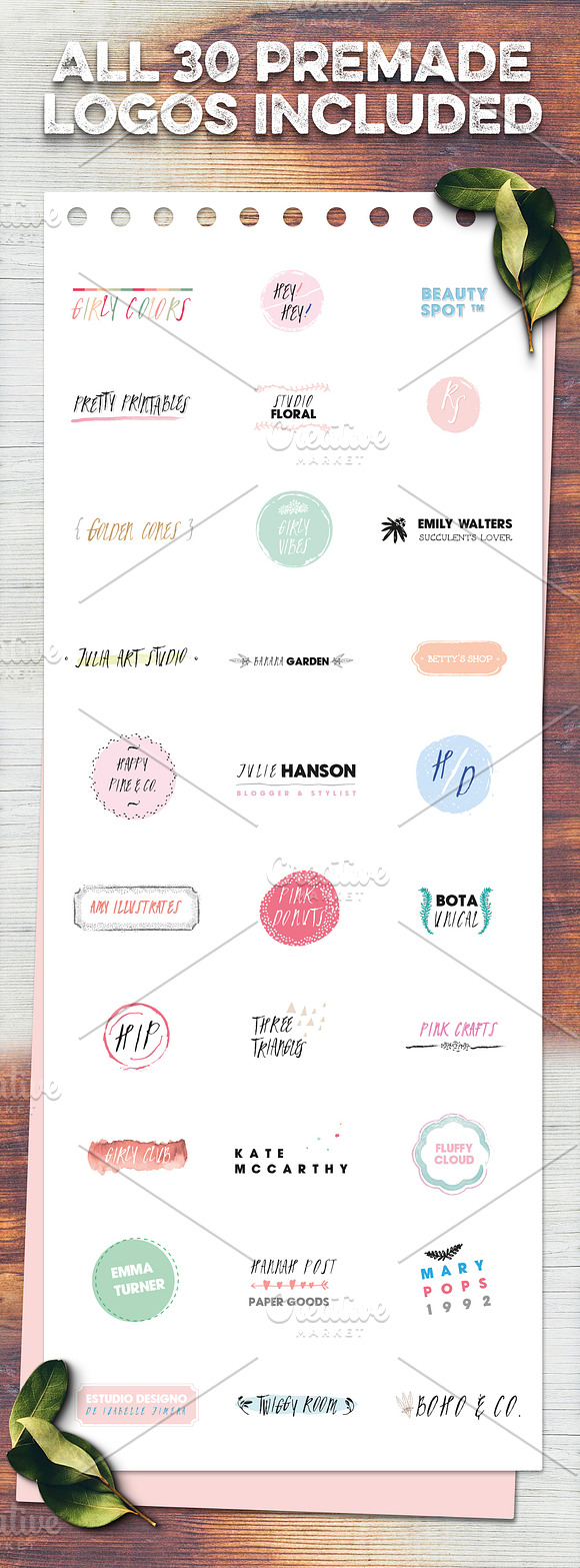 Girly Logos + Creation Kit w/ Fonts in Logo Templates - product preview 1