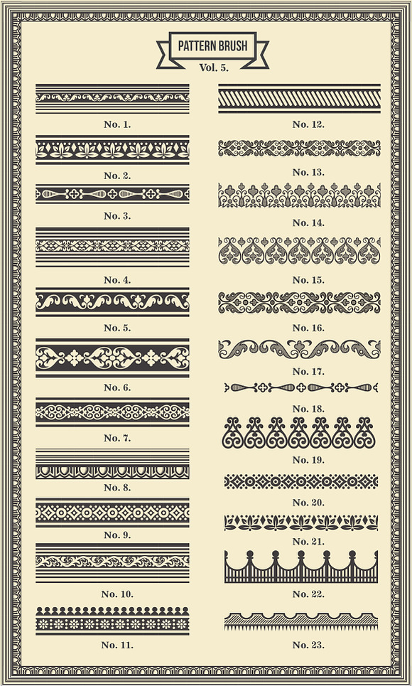 Vintage Borders Pattern Brushes 5 in Photoshop Brushes - product preview 4