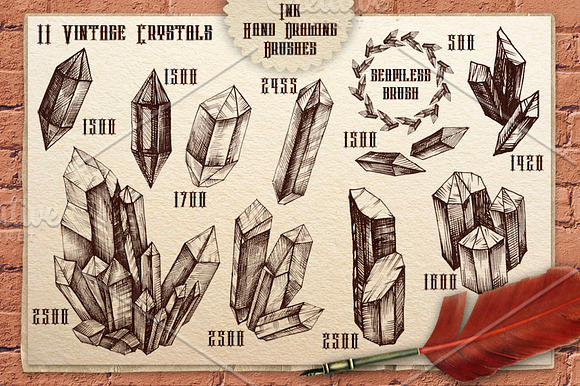 Vintage Ink Crystals PS Brushes in Photoshop Brushes - product preview 1