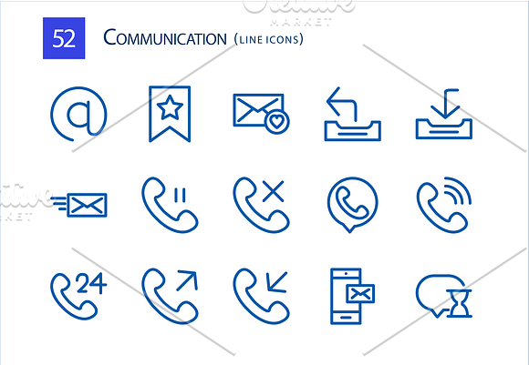 52 Communication Line Icons in Graphics - product preview 2