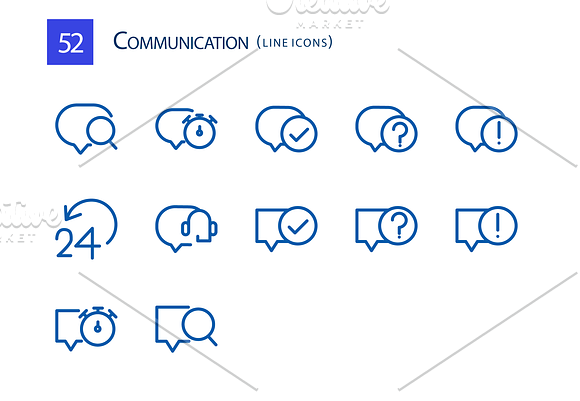 52 Communication Line Icons in Graphics - product preview 3