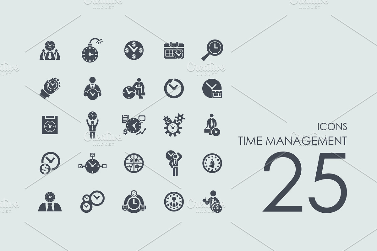 25 Time Management icons in Graphics - product preview 8