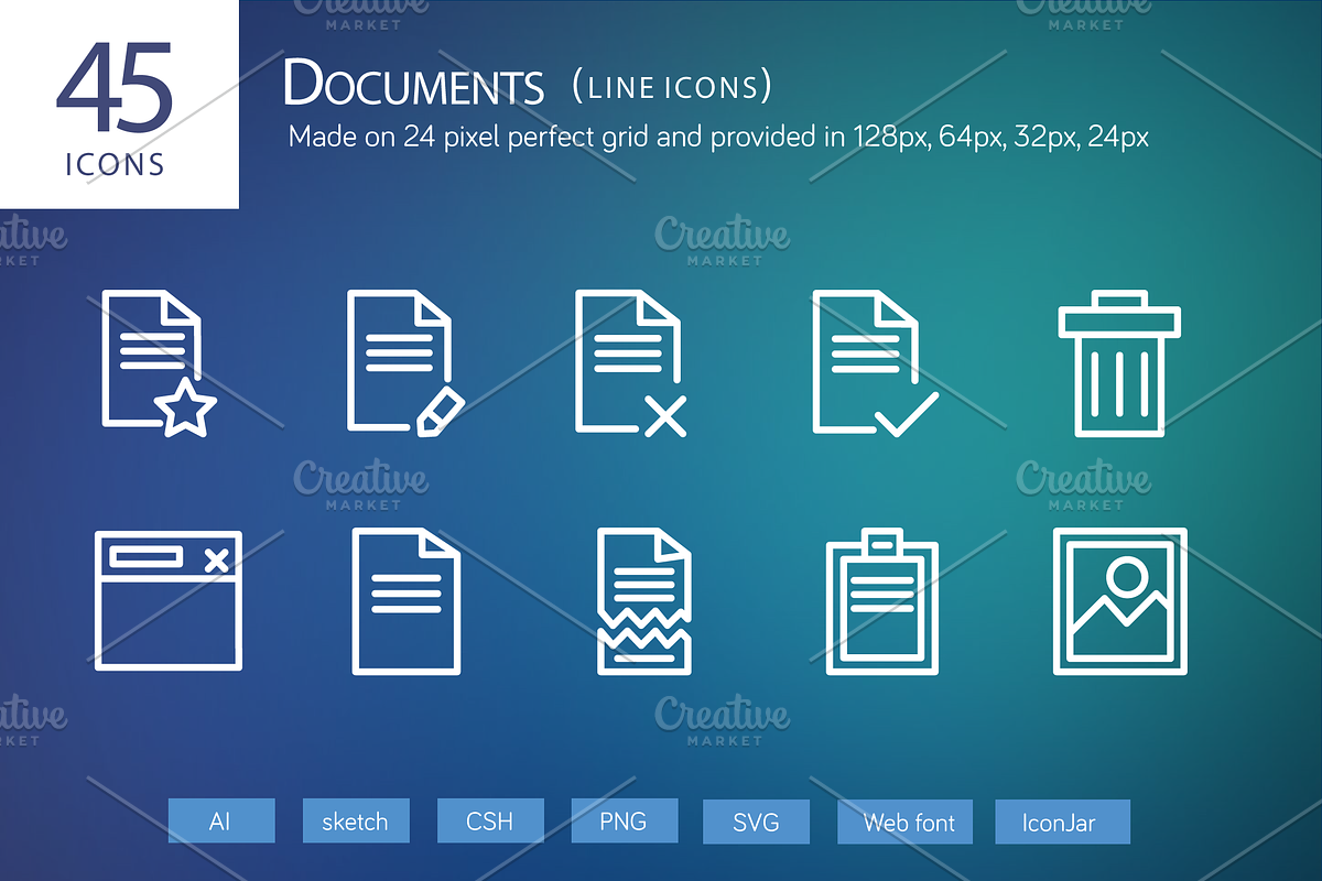 45 Documents Line Icons in Graphics - product preview 8