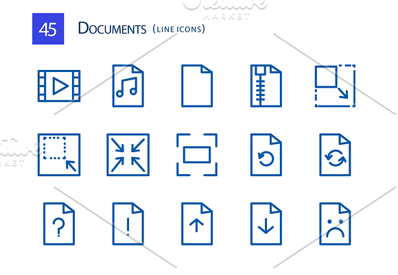 45 Documents Line Icons in Graphics - product preview 1
