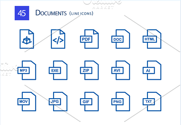 45 Documents Line Icons in Graphics - product preview 2
