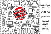 Computer Hardware Doodles set