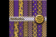 Gold Purple Embossed Digital Paper