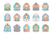 Flat People Cartoon Icons Set