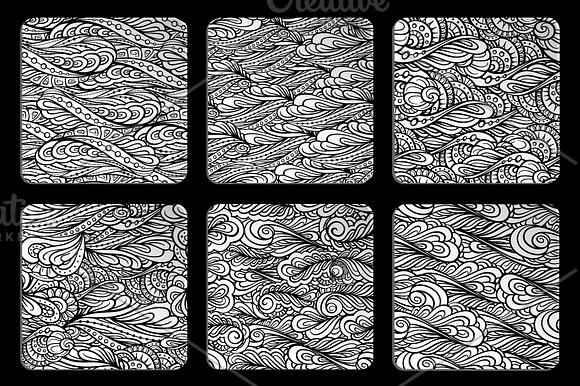 6 black and white seamless patterns  in Patterns - product preview 1