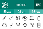 50 Kitchen Line Icons