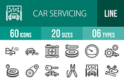 60 Car Servicing Line Icons