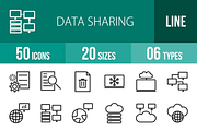 50 Data Sharing Line Icons