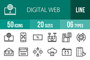 50 Digital Web Line Icons