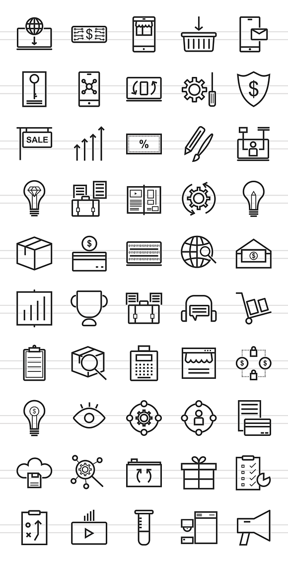50 Digital Web Line Icons in Graphics - product preview 1