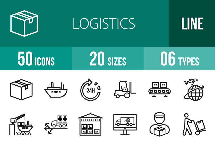 50 Logistics Line Icons in Graphics - product preview 8