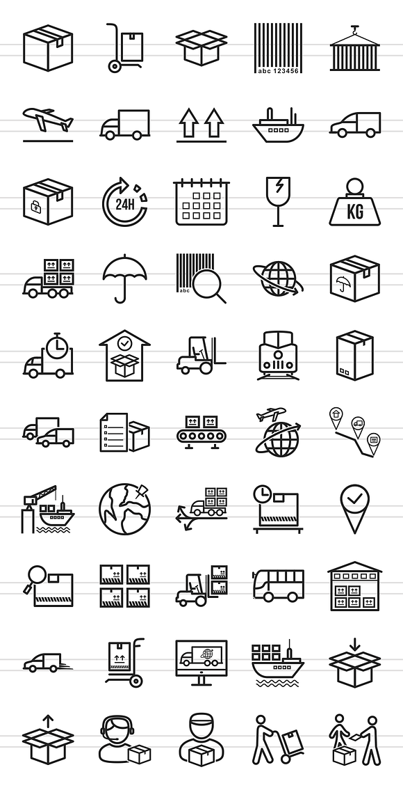 50 Logistics Line Icons in Graphics - product preview 1