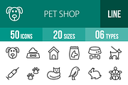 50 Pet Shop Line Icons