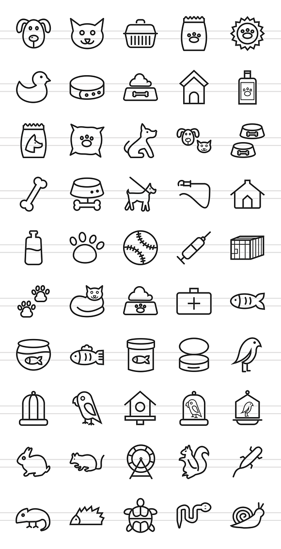 50 Pet Shop Line Icons in Graphics - product preview 1
