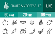 50 Fruits & Vegetables Line Icons