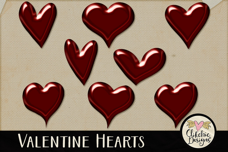 Red Shiny Valentine Hearts in Illustrations - product preview 8