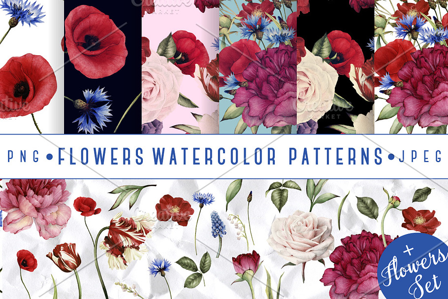 6 seamless floral patterns in Patterns - product preview 8