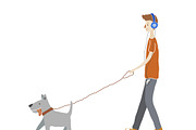 Boy walking the dog