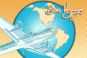 Bon voyage retro plane poster