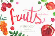 Watercolor fruits and patterns