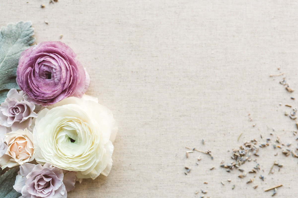 Purple Ranunculus styled stock photo in Product Mockups - product preview 8