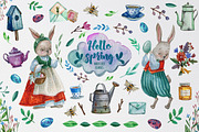 Watercolor Easter & spring elements