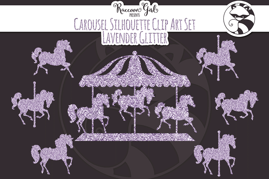 Lavender Glitter CarouselSilhouettes in Illustrations - product preview 8