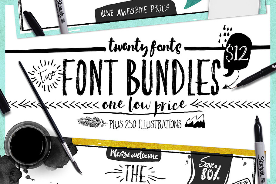 Bundle of Fonts 2 in 1  in Script Fonts - product preview 8